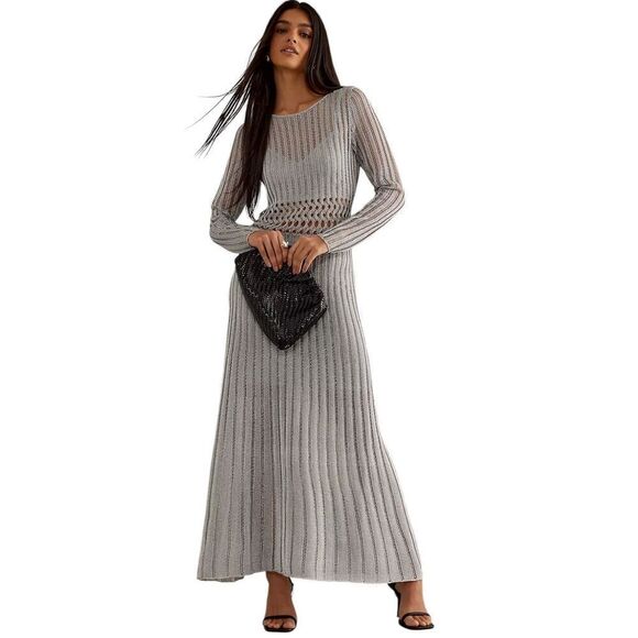 Significant Other Adley Long-Sleeve Open-Knit Maxi Dress NWT Size 10 - Picture 6 of 11